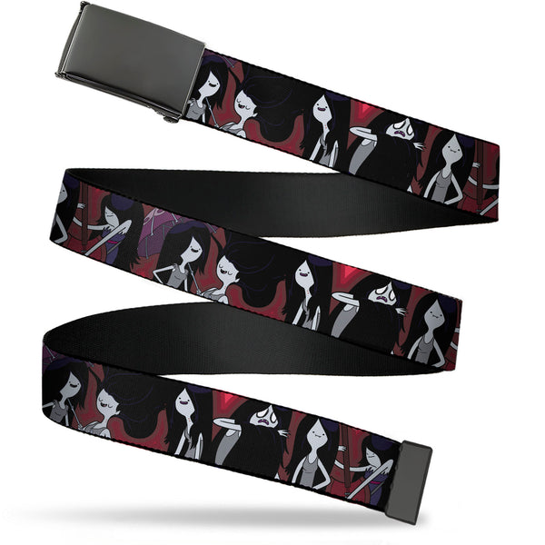 Buckle-Down Web Belt Blank Black Buckle - Adventure Time Marceline Poses Collage Reds Webbing