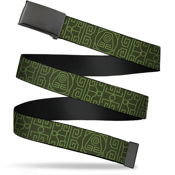 Buckle-Down Web Belt Blank Black Buckle - Avatar Last Airbender Earth Element Symbol Black/Olive Green Webbing