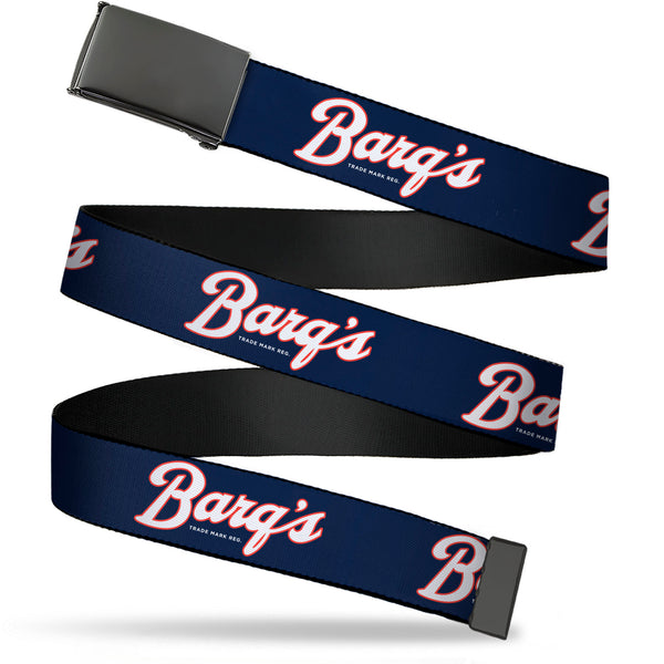 Buckle-Down Web Belt Blank Black Buckle - BARQ'S Vintage Logo Navy/Red/White Webbing