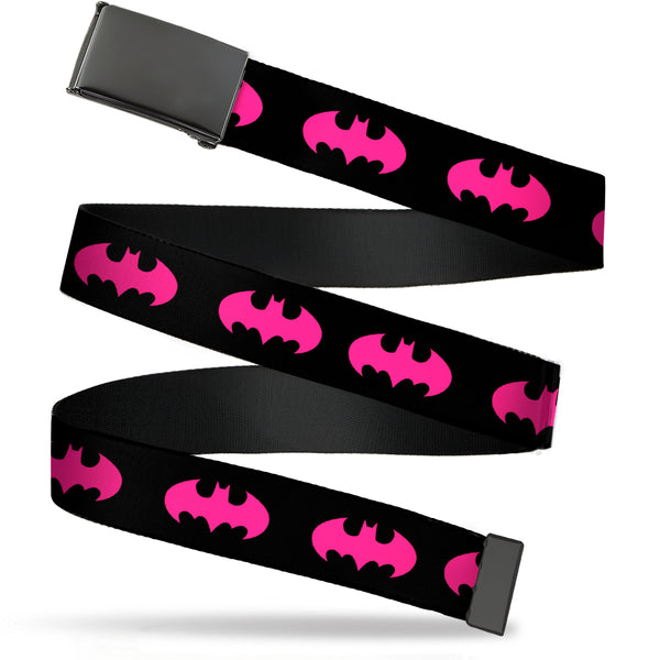 Buckle-Down Web Belt Blank Black Buckle - Batman Signal Black/Fuchsia Webbing