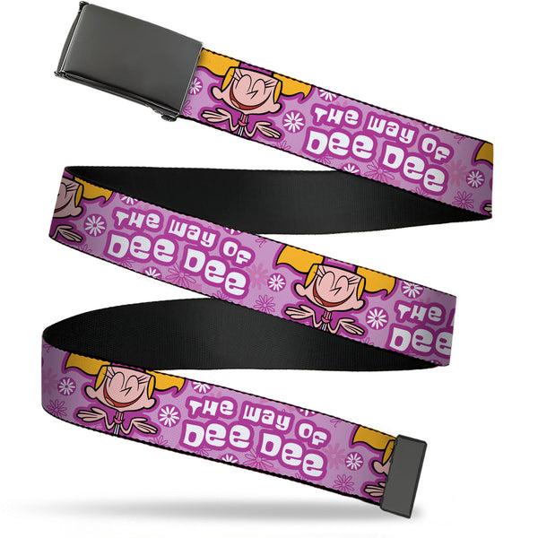 Buckle-Down Web Belt Blank Black Buckle - Dexter's Laboratory THE WAY OF DEE DEE Pose Pinks/White Webbing