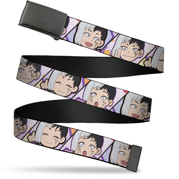 Buckle-Down Web Belt Blank Black Buckle - Dr. Stone Chibi Gen Asagiri Expression Blocks Webbing