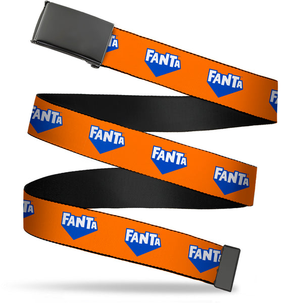 Buckle-Down Web Belt Blank Black Buckle - FANTA Logo Orange/Blue/White Webbing