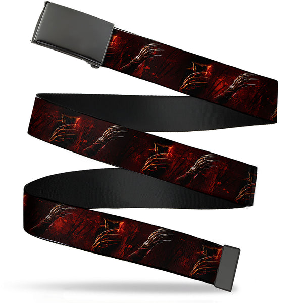 Buckle-Down Web Belt Blank Black Buckle - Freddy 4-Poses/Quote Scrawls/Hand Scratching Reds/Black Webbing