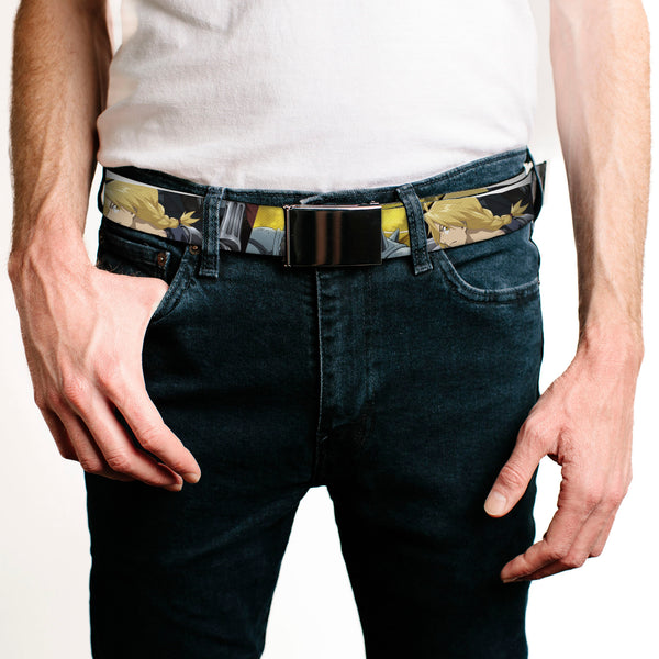 Buckle-Down Web Belt Blank Black Buckle - Fullmetal Alchemist Brotherhood Elric Brothers Pose Blocks Webbing