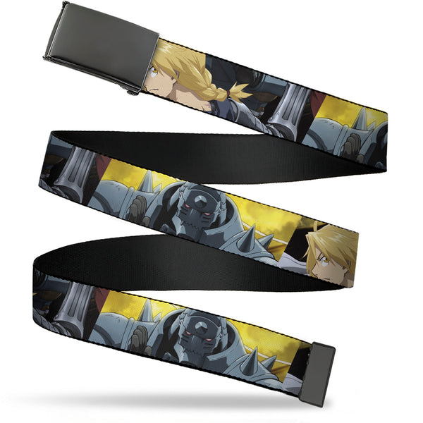 Buckle-Down Web Belt Blank Black Buckle - Fullmetal Alchemist Brotherhood Elric Brothers Pose Blocks Webbing