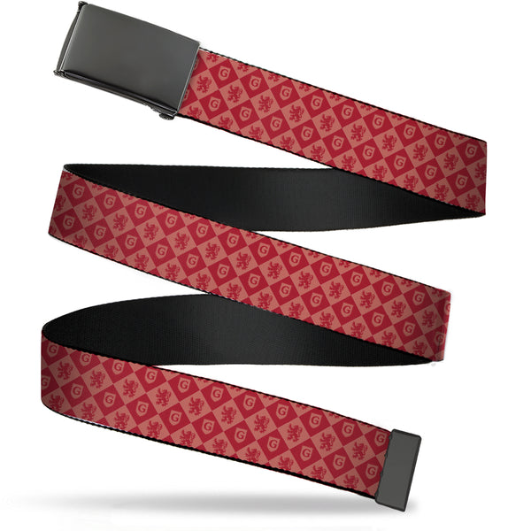 Buckle-Down Web Belt Blank Black Buckle - Harry Potter Gryffindor Icons Checker Reds Webbing