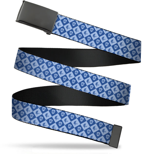 Buckle-Down Web Belt Blank Black Buckle - Harry Potter Ravenclaw Icons Checker Blues Webbing