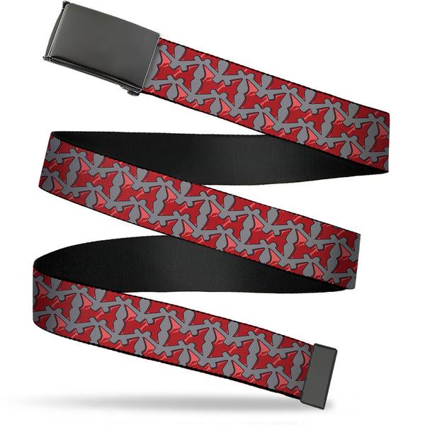 Buckle-Down Web Belt Blank Black Buckle - He-Man Battle Armor Chest Logo Gray/Reds Webbing