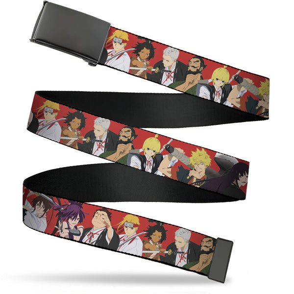 Buckle-Down Web Belt Blank Black Buckle - Hell's Paradise Convicts and Yamada Clan Characters Red Webbing