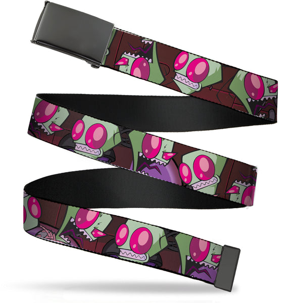 Buckle-Down Web Belt Blank Black Buckle - Invader Zim Close-Up Poses Reds Webbing