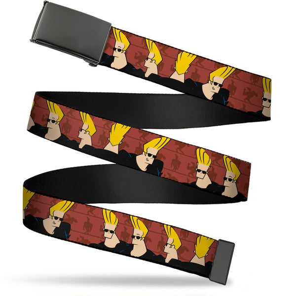 Buckle-Down Web Belt Blank Black Buckle - Johnny Bravo Pose Turns Browns Webbing