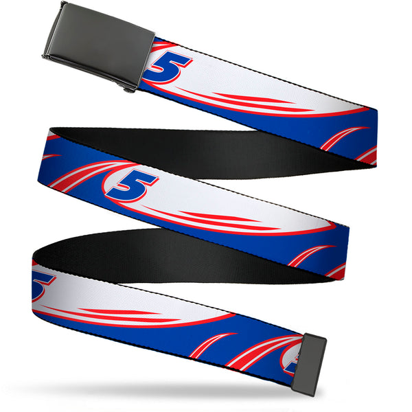 Buckle-Down Web Belt Blank Black Buckle - Kyle Larson #5 Car Scheme White/Blue/Red Webbing