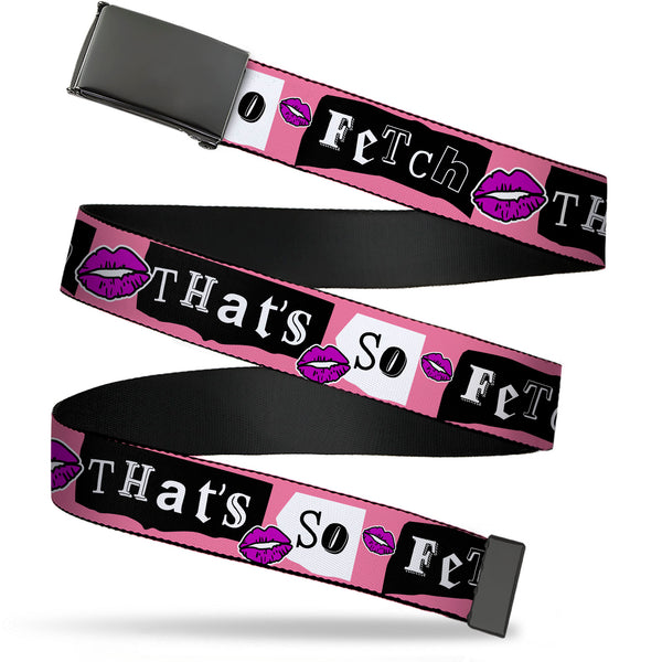 Buckle-Down Web Belt Blank Black Buckle - Mean Girls THAT'S SO FETCH Collage Pink/Black/White Webbing