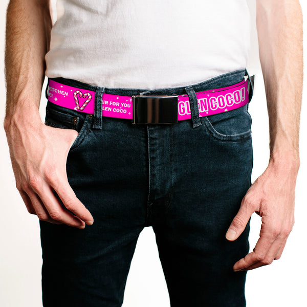 Buckle-Down Web Belt Blank Black Buckle - Mean Girls YOU GO GLEN COCO Pink/White Webbing