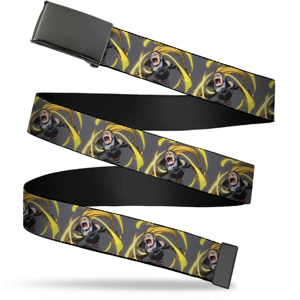 Buckle-Down Web Belt Blank Black Buckle - My Hero Academia Hizashi Yamada Present Mic Screaming Pose Gray Webbing