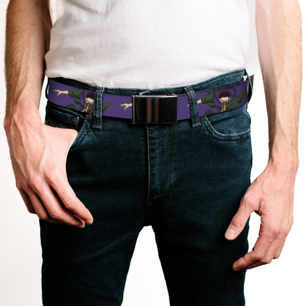 Buckle-Down Web Belt Blank Black Buckle - My Hero Academia Kai Chisaki Action Pose Purple Webbing