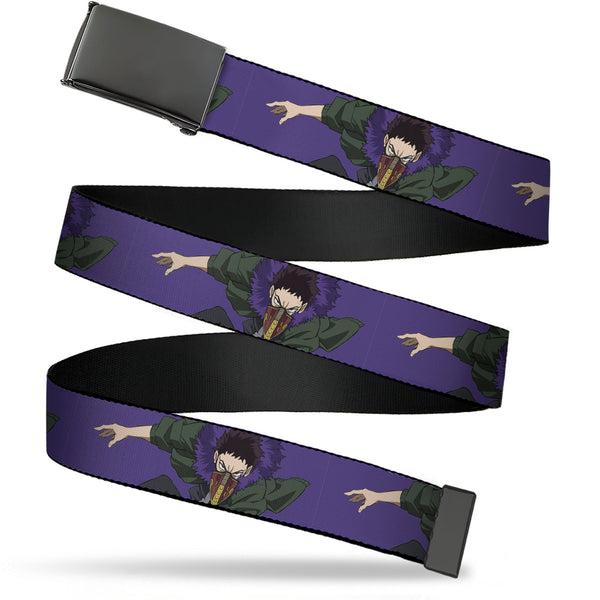 Buckle-Down Web Belt Blank Black Buckle - My Hero Academia Kai Chisaki Action Pose Purple Webbing