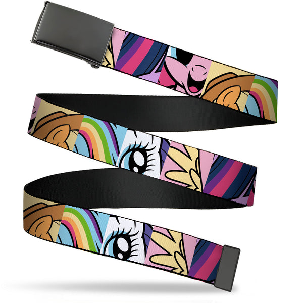 Buckle-Down Web Belt Blank Black Buckle - My Little Pony Friendship is Magic Close-Up Blocks Webbing