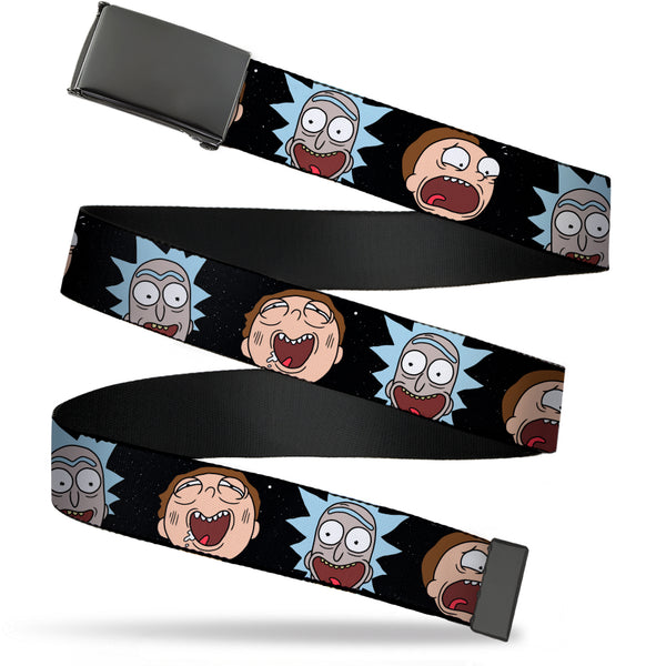 Buckle-Down Web Belt Blank Black Buckle - Rick and Morty Expressions in Space Webbing