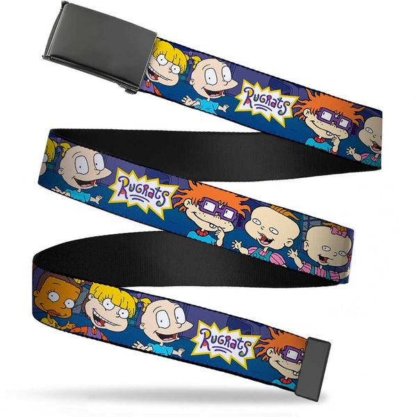 Buckle-Down Web Belt Blank Black Buckle - RUGRATS Group Pose Webbing