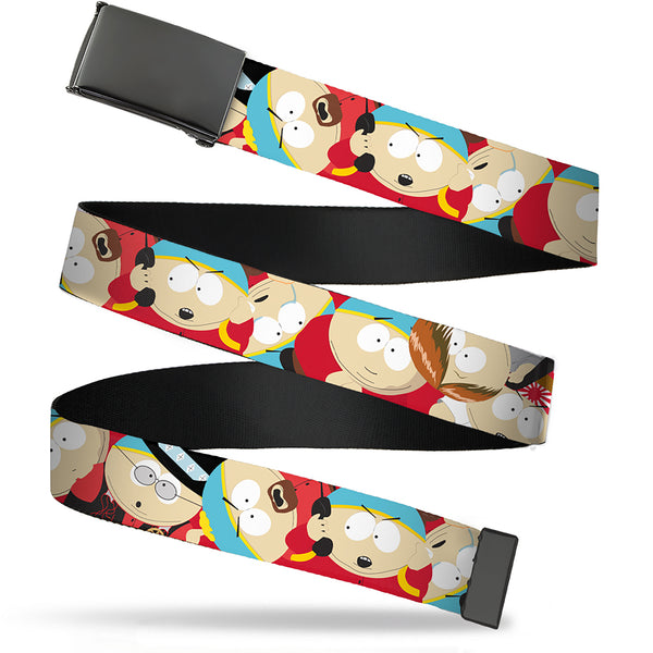 Buckle-Down Web Belt Blank Black Buckle - South Park Cartman Expressions Stacked Webbing