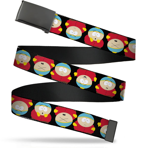 Buckle-Down Web Belt Blank Black Buckle - South Park Cartman Flip Poses Black Webbing
