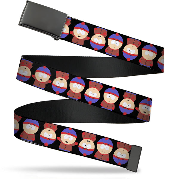 Buckle-Down Web Belt Blank Black Buckle - South Park Stan Flip Poses Black Webbing