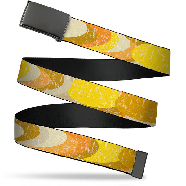 Buckle-Down Web Belt Blank Black Buckle - Spots Stacked Weathered Yellows/Browns Webbing