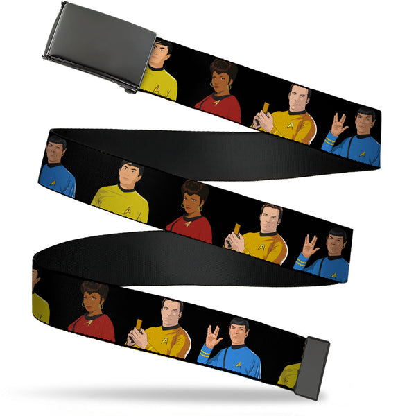 Buckle-Down Web Belt Blank Black Buckle - Star Trek Original Series Four Crew Member Group Black Webbing