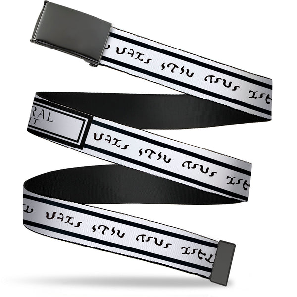 Buckle-Down Web Belt Blank Black Buckle - SUPERNATURAL JOIN THE HUNT Title Logo White/Black Webbing
