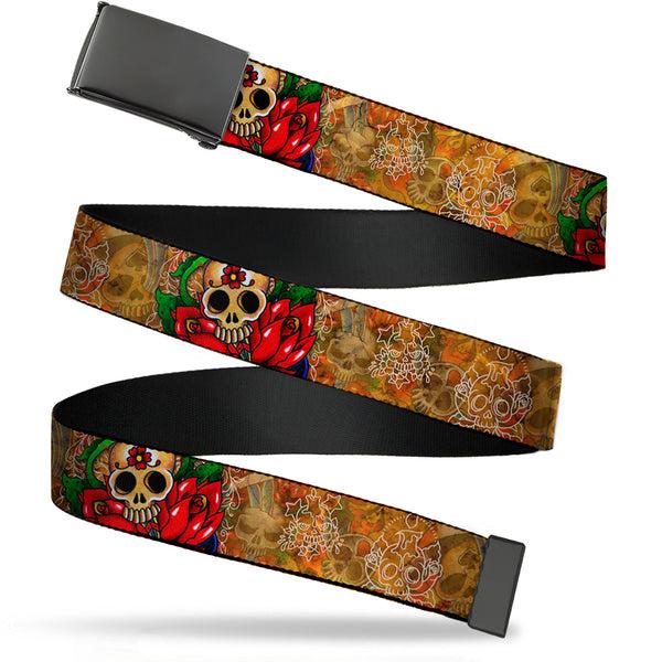 Buckle-Down Web Belt Blank Black Buckle - Tattoo Johnny-Dagger Webbing
