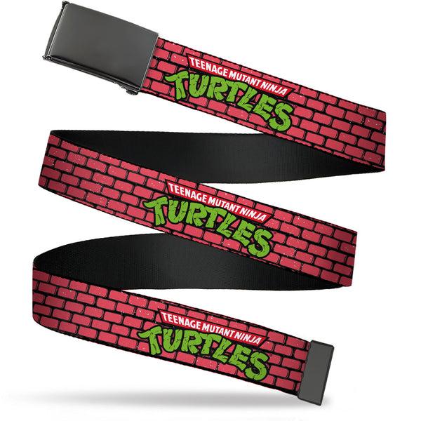 Buckle-Down Web Belt Blank Black Buckle - TEENAGE MUTANT NINJA TURTLES Brick Title Logo Red Webbing