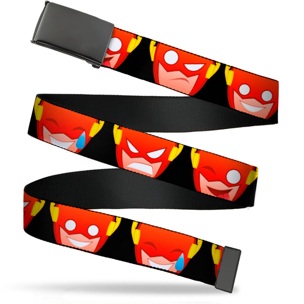Buckle-Down Web Belt Blank Black Buckle - The Flash 5-Emoji Expressions Black Webbing