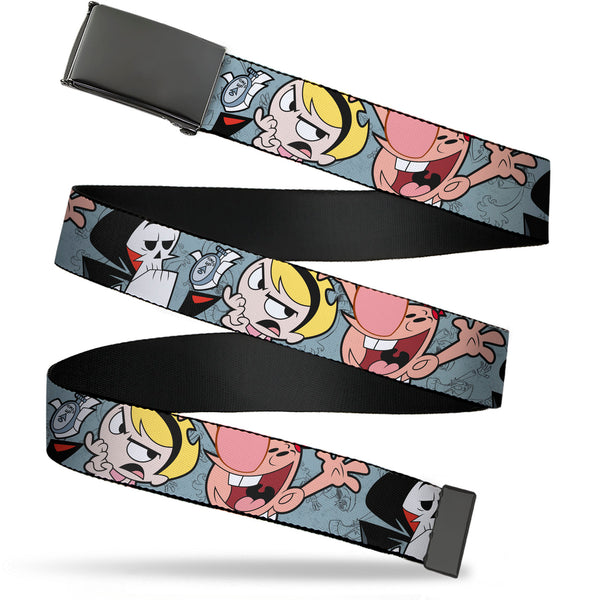 Buckle-Down Web Belt Blank Black Buckle - The Grim Adventures of Billy & Mandy Group Pose Gray Webbing