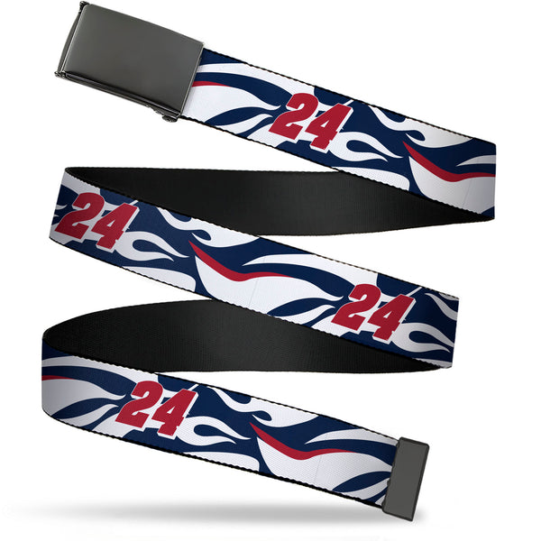 Buckle-Down Web Belt Blank Black Buckle - William Byron #24 Car Scheme White/Red/Blue Webbing