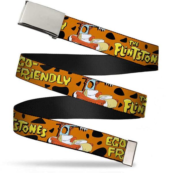 Buckle-Down Web Belt Blank Chrome Buckle - Flintmobile/ECO-FRIENDLY Orange/Black Webbing