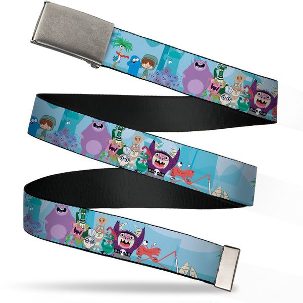 Buckle-Down Web Belt Blank Chrome Buckle - Foster's Home for Imaginary Friends Group Pose Blues Webbing