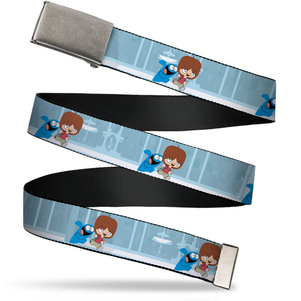 Buckle-Down Web Belt Blank Chrome Buckle - Foster's Home for Imaginary Friends Mac and Bloo Pose Blues Webbing