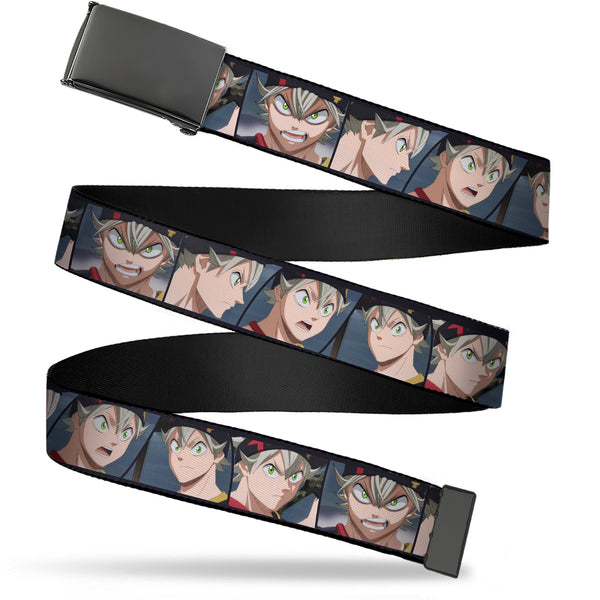 Buckle-Down Web Belt Clamp Buckle - Black Clover Asta Five Expression Blocks Webbing