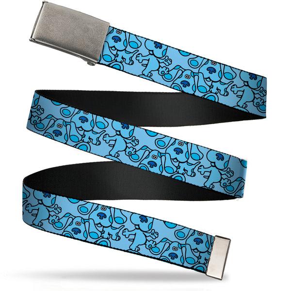 Buckle-Down Web Belt Clasp Buckle - Blue's Clues Blue Poses Scattered Blues Webbing