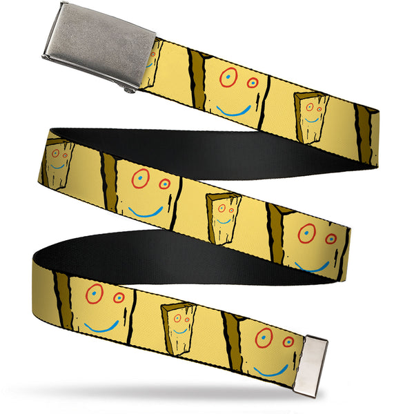 Buckle-Down Web Belt Clasp Buckle - Ed Edd n Eddy Plank Smiling Face Yellow Webbing