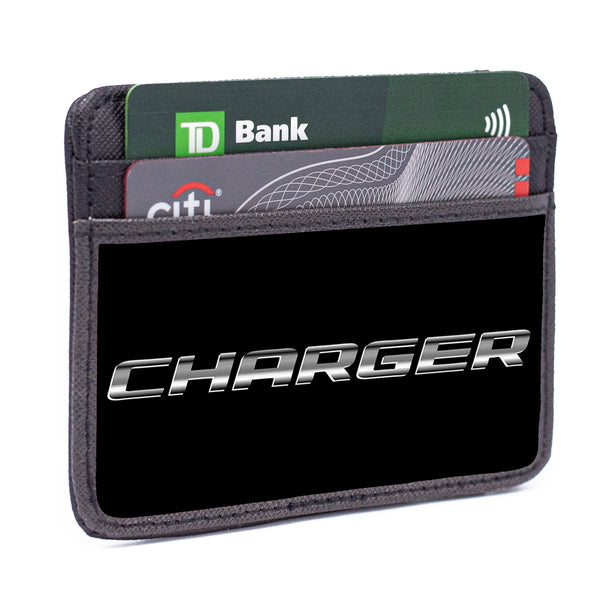 Buckle-Down Weekend Wallet - CHARGER Emblem Text Black Silver-Fade