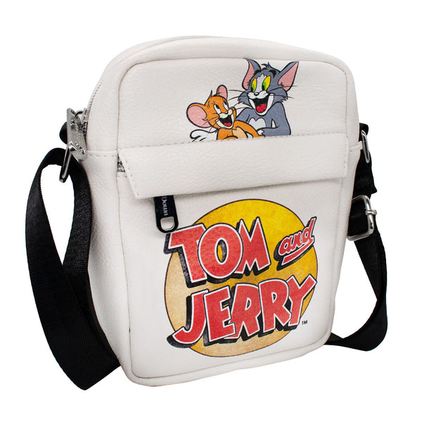 Buckle-Down Women's Crossbody Wallet - TOM AND JERRY Smiling Hug Pose And Logo Ivory