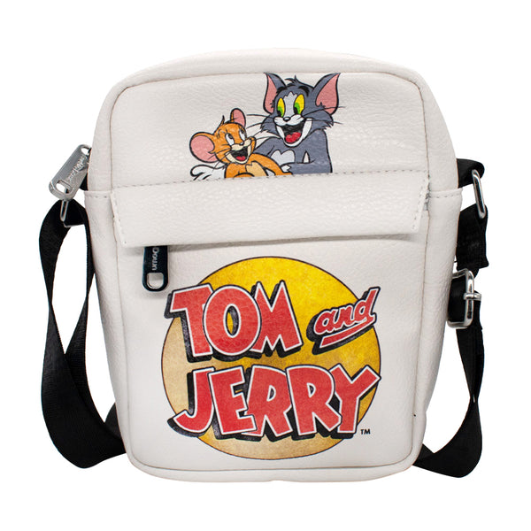Buckle-Down Women's Crossbody Wallet - TOM AND JERRY Smiling Hug Pose and Logo Ivory