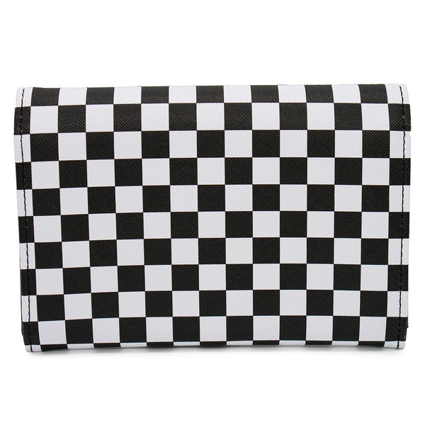 Buckle-Down Women's Fold Over Wallet Rectangle PU - LOONEY TUNES 10-Character Bullseye Logo Checker Black White