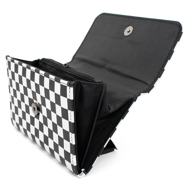 Buckle-Down Women's Fold Over Wallet Rectangle PU - LOONEY TUNES 10-Character Bullseye Logo Checker Black White