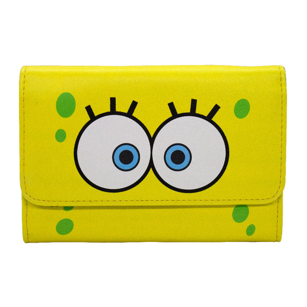 Buckle-Down Women's Fold Over Wallet Rectangle PU - SpongeBob SquarePants Eyes Close-Up Yellow