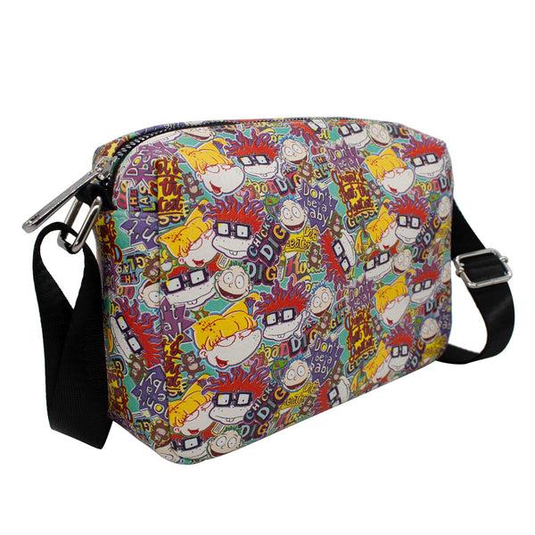 Buckle-Down Women's Horizontal Crossbody Wallet - Rugrats Characters And Quotes Collage Blue