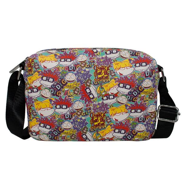 Buckle-Down Women's Horizontal Crossbody Wallet - Rugrats Characters and Quotes Collage Blue